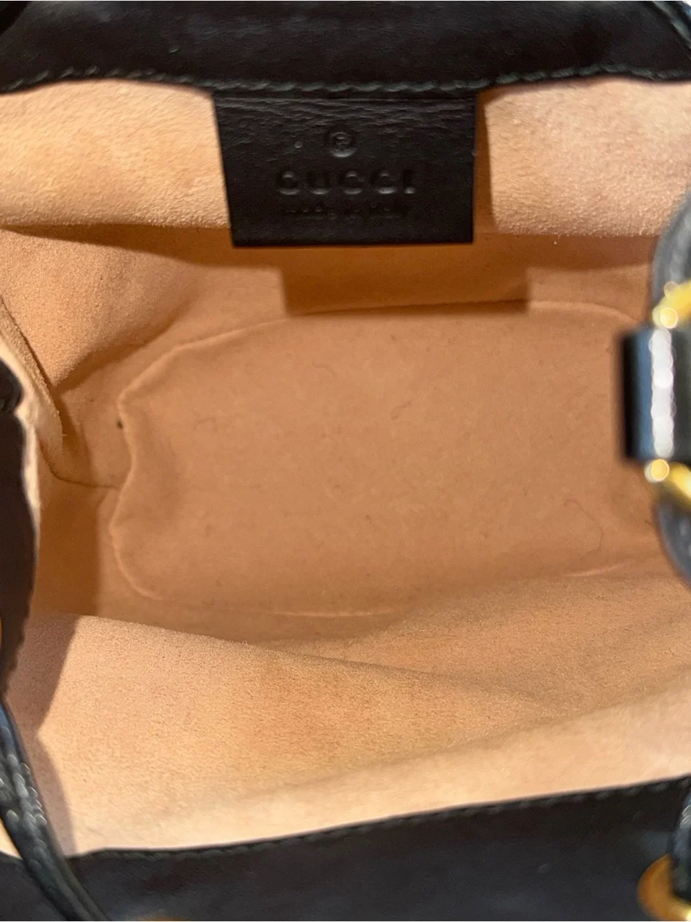 Gucci Ophidia Mini Red Suede and Black Accent Bucket Bag